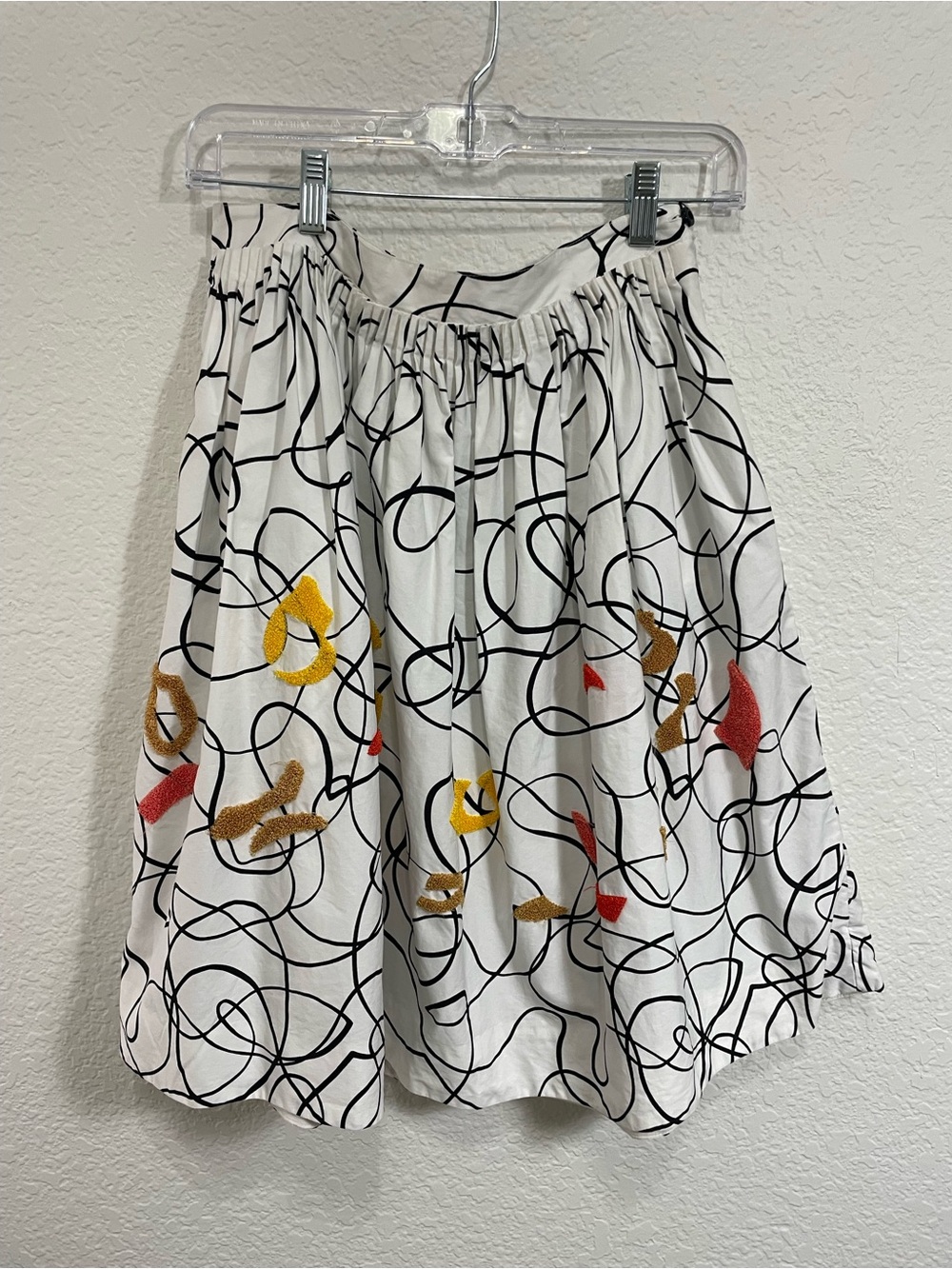 Maeve Anthropologie Abstract Pleated Full Embroidered Skirt Size 0